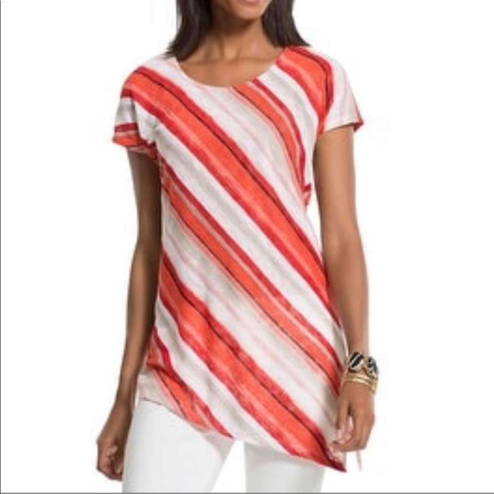 Chicos Semi-Sheer Lightweight Top with Asymmetrical Hem Size 2 (14)